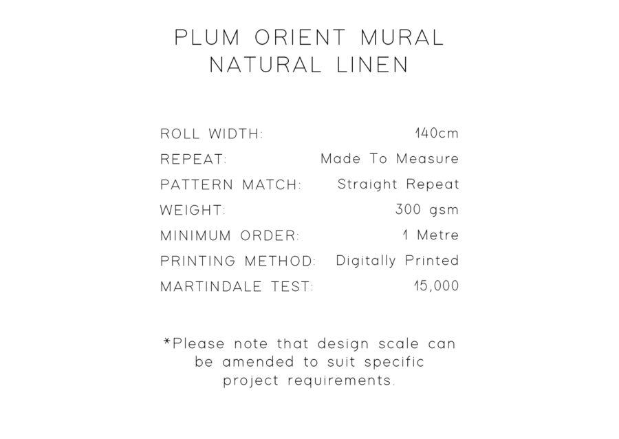 Plum Orient Natural Linen Fabric - Image 4