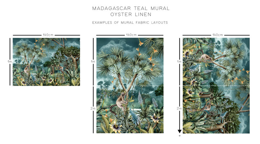Madagascar Teal Oyster Linen Fabric - Image 3