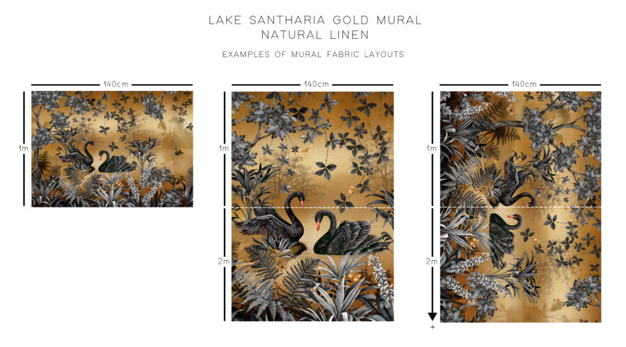 Lake Santharia Gold Natural Linen Fabric - Image 3