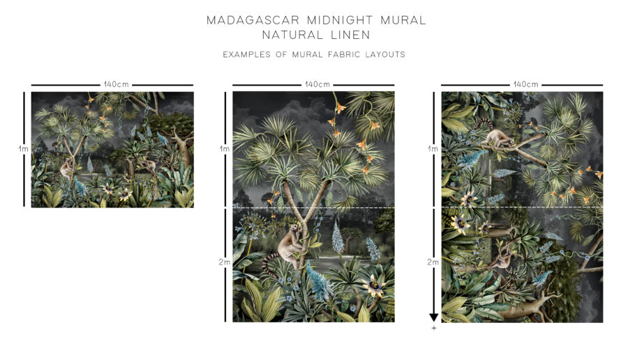 Madagascar Midnight Natural Linen Fabric - Image 3
