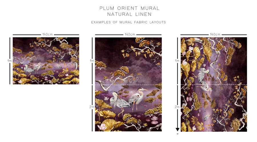 Plum Orient Natural Linen Fabric - Image 3