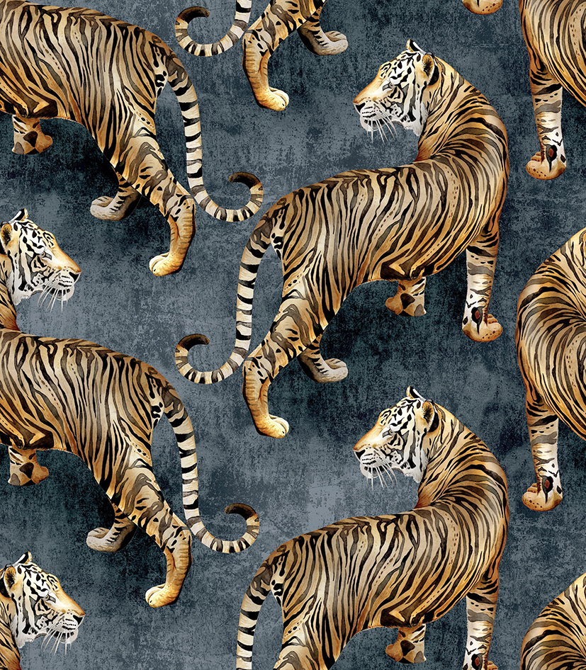 Tigress Navy Recycled Velvet