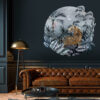 Caspian Tiger wall decal with a prowling tiger surrounded by blue foliage