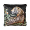 painted tiger in jungle scene velvet cushion