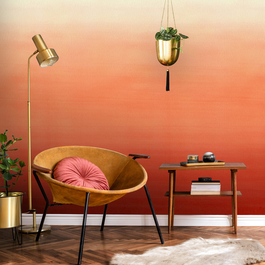 The Coral Ombre wall mural is warm, dynamic and invigorating. These tones blend the femininity of pink with the optimism and energy of orange.