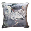 Herons on a grey velvet piped cushion