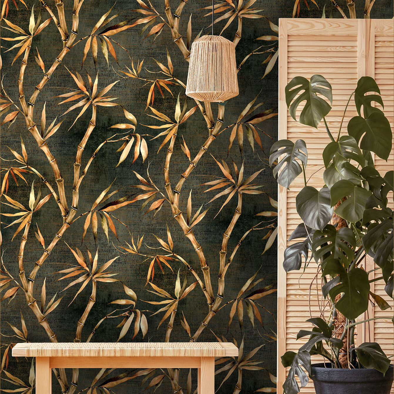 Forest Green Bamboo Wallpaper - Avalana Design
