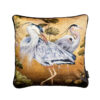 a pair of herons on golden velvet cushion