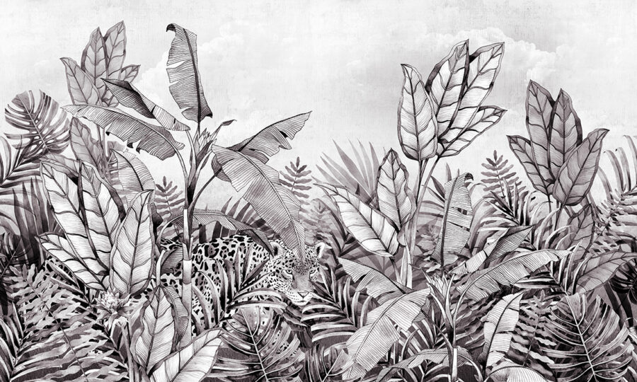 Monochrome Jaguar Wall Mural - Image 3