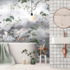 Silver Orient wall mural in bathroom