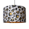 inky Leopard print in natural colours on gold lined lampshade