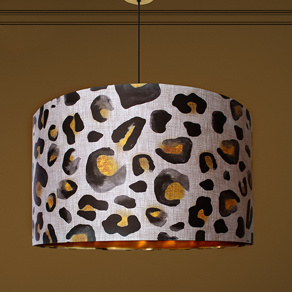 natural inky leopard lampshade
