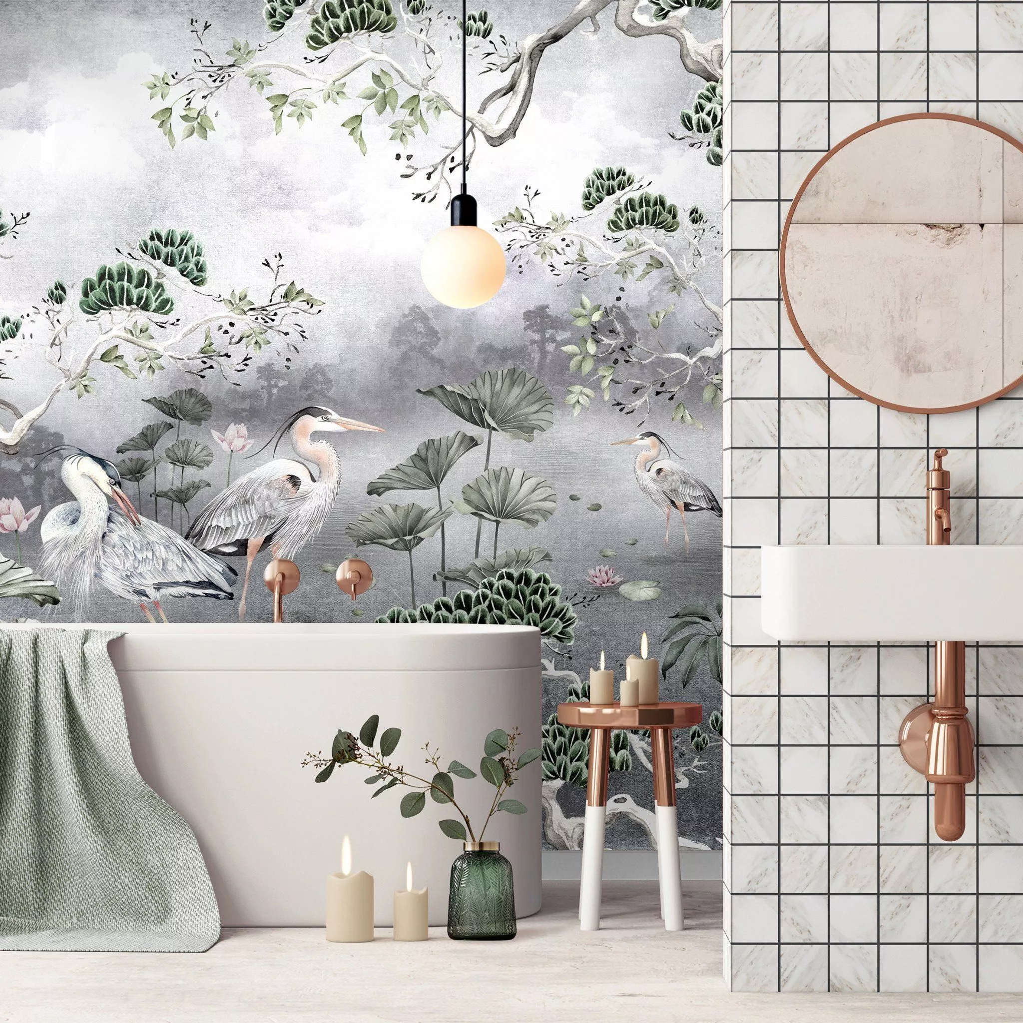 Avalana Design silver orient mural perfect for bathrooms