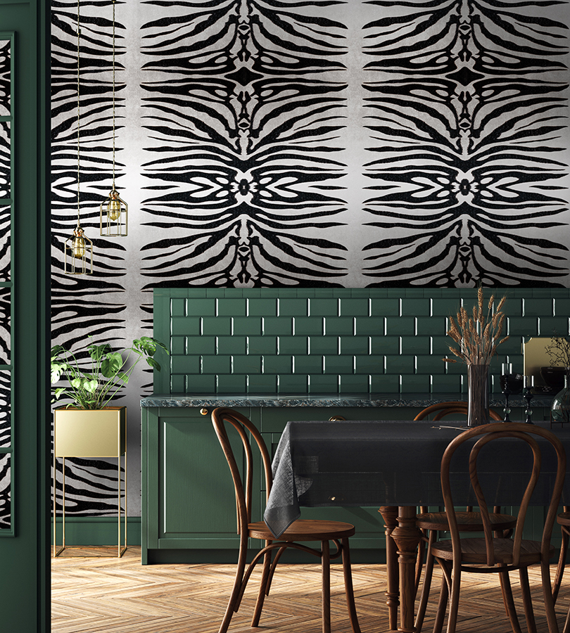 Bold Zebra wallpaper in cafe