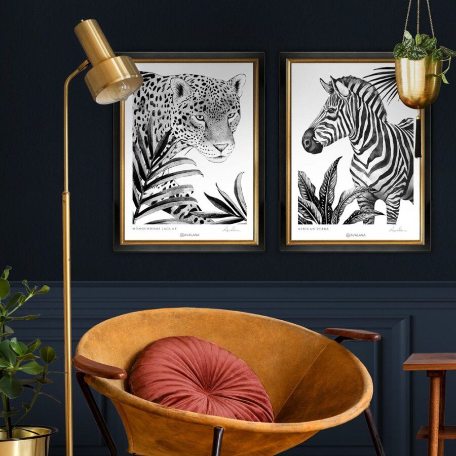 zebra art print in room