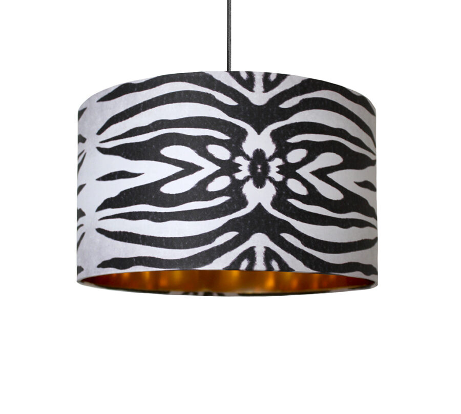 zebra print lampshade with gold lining