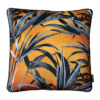 Lake Grass velvet cushion in black and gold with black trim