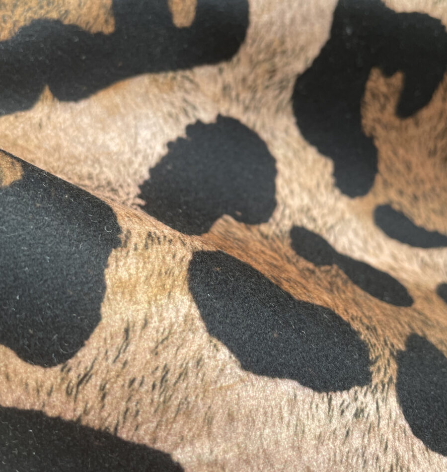 caramel jaguar spot design on shimmer velvet