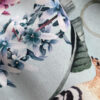 Hoopoe garden duck egg on shimmer velvet digitally printed