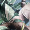 Leaping Lemurs on shimmer velvet in teals and emerald green hues