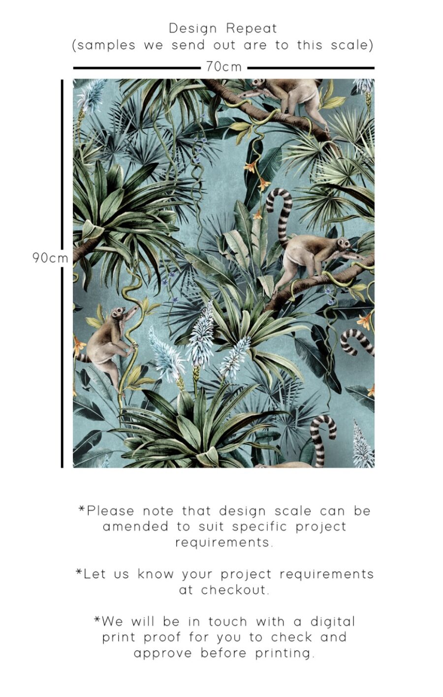 Leaping Lemurs Teal Recycled Velvet - Image 4