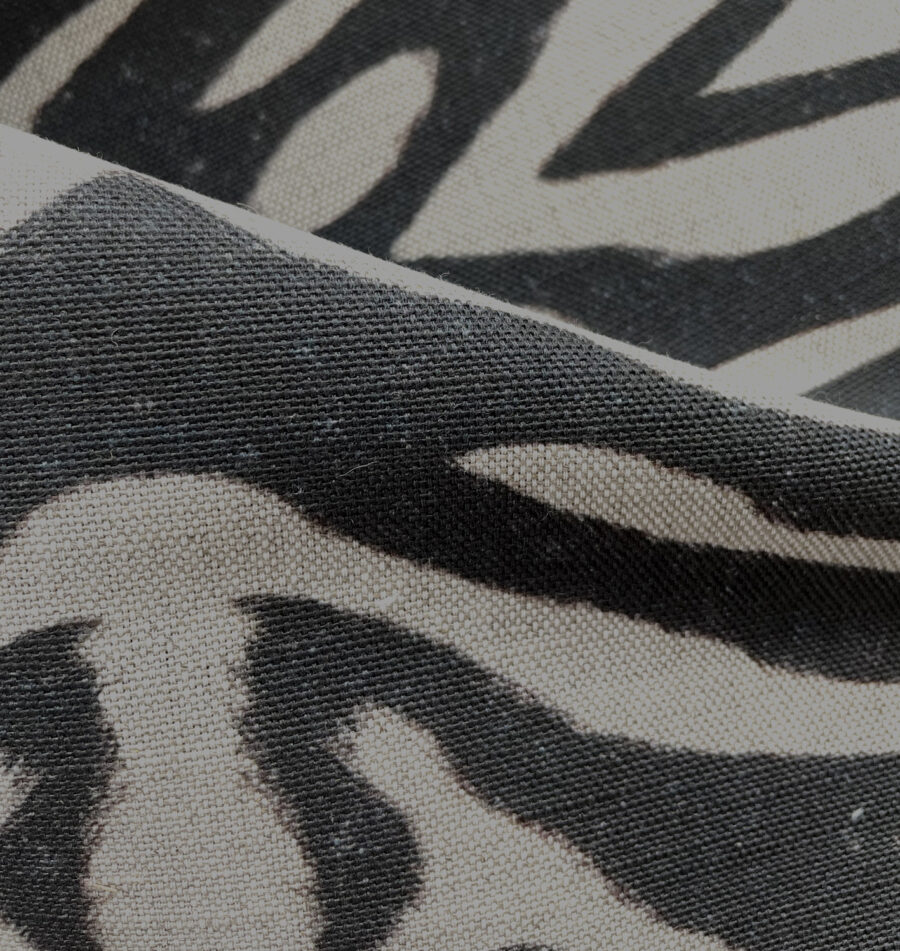 Bold zebra design on a natural linen fabric