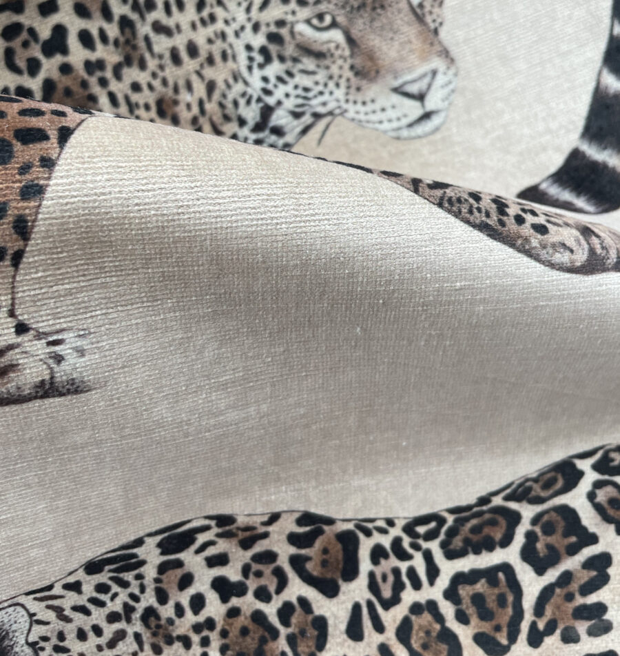 Caramel panthers design on textured recycled velvet