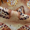 Golden Papilio design on oyster linen fabric