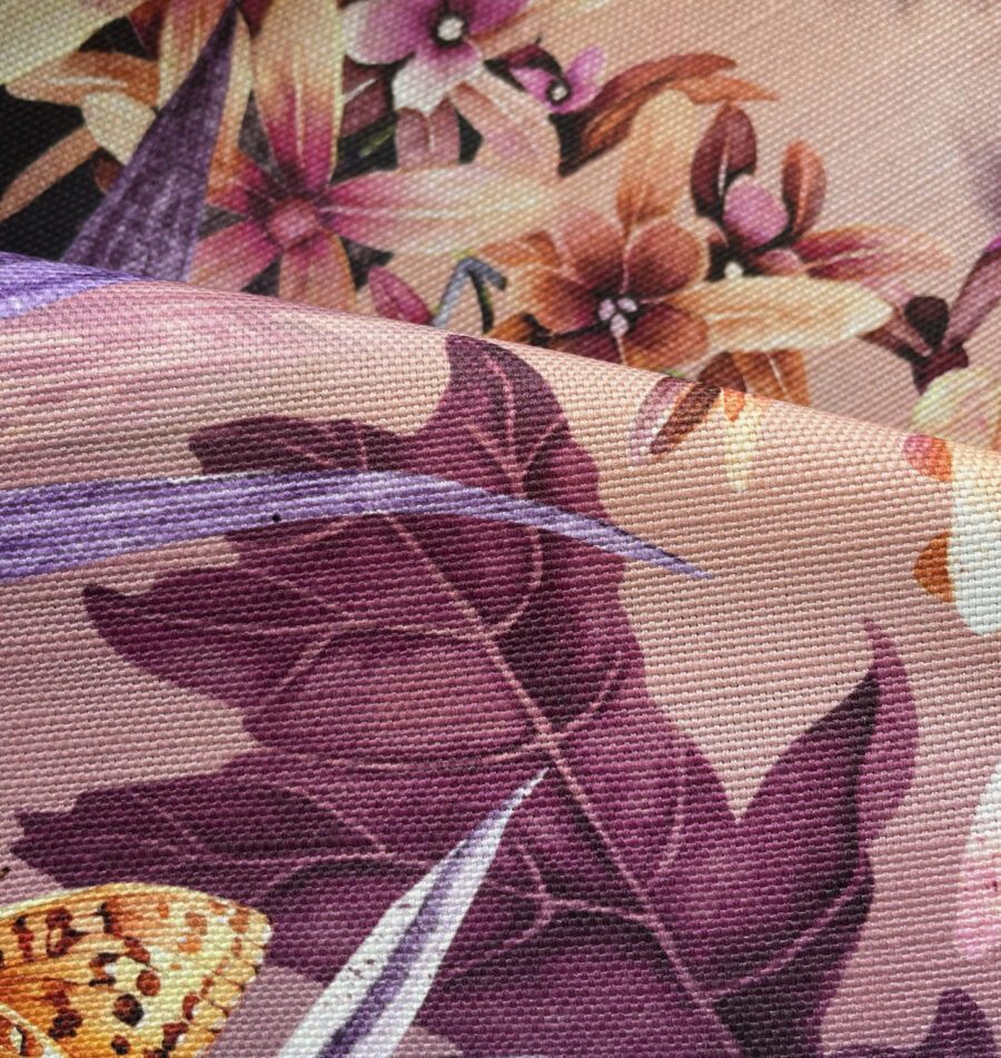 lake Santeria lilac on oyster linen fabric