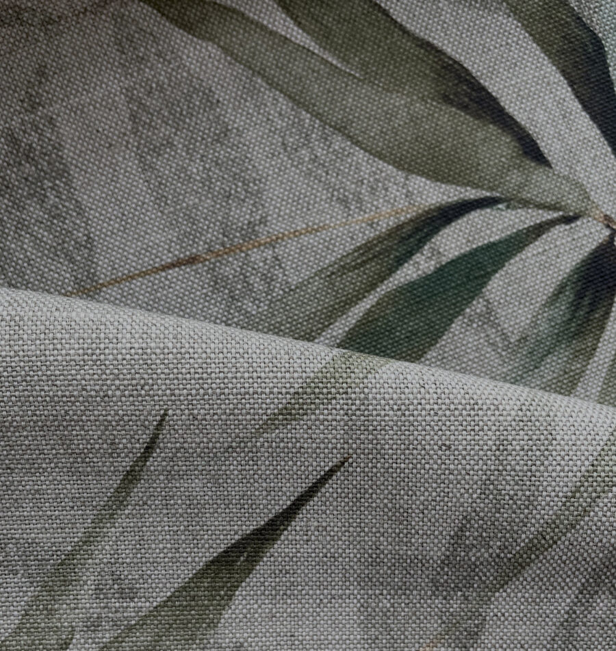pale jade bamboo printed on natural linen