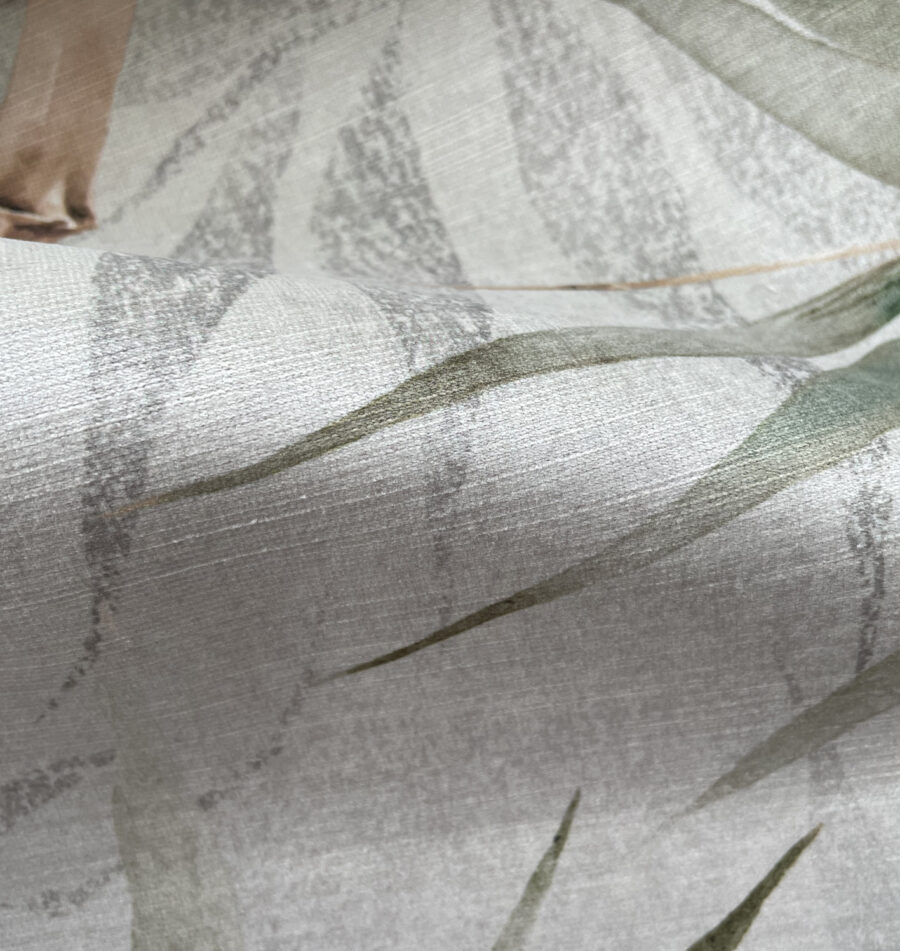 pale jade bamboo design on recycled velvet fabric