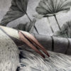 silver orient mural on oyster linen fabric