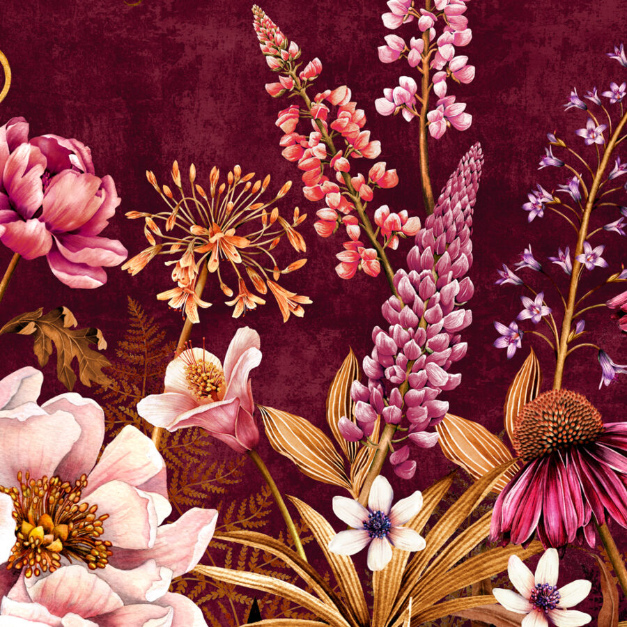 Bodacious Blooms Magenta design close up