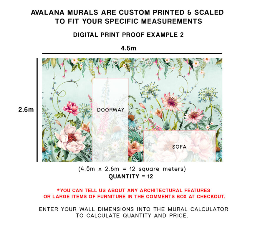 Bodacious Blooms Duck Egg Wall Mural - Image 7