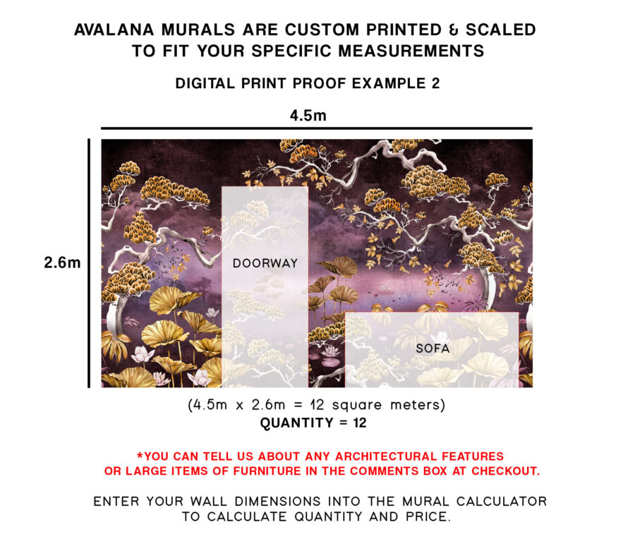 Plum Orient Landscape Wall Mural - Image 5