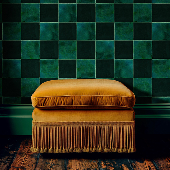 Majorelle Tile Emerald Wallpaper Sample
